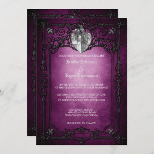 Elegante invitación de bodas góticas de Halloween