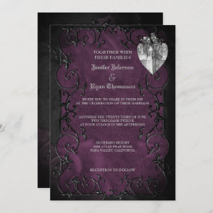 Elegante invitación de bodas góticas de Halloween