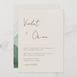 Elegante invitación de bodas para montañas manuscr
