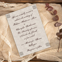 Elegante invitación de bodas venecianas beige
