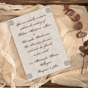 Elegante invitación de bodas venecianas beige