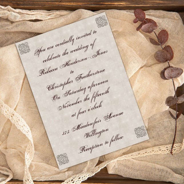 Elegante invitación de bodas venecianas beige (Subido por el creador)
