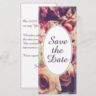 Elegante invitación de bodas vintage, motivo flora
