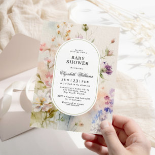 Elegante invitación de Boho Floral a Baby Shower