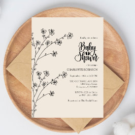 Elegante invitación de Boho Wildflower en Baby Sho