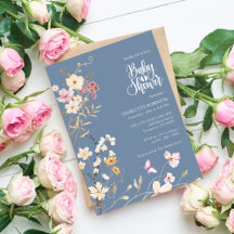 Elegante invitación de Boho Wildflower en Baby Sho