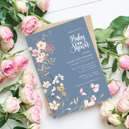 Elegante invitación de Boho Wildflower en Baby Sho