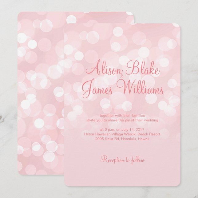 Elegante invitación de boquilla rosa brillante (Anverso / Reverso)