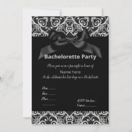 ELEGANTE INVITACIÓN DE BOW BACHELORETTE GRIS NEGRO