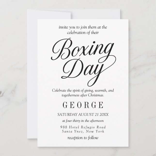 Elegante Invitación de Boxing Day (Anverso)