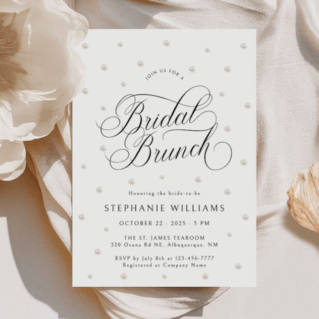 Elegante invitación de brunch de novias de Pearls (Subido por el creador)