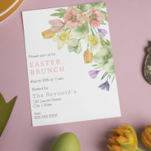 Elegante Invitación de Brunch de Pascua de Flor de