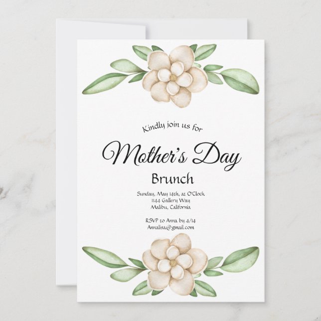 Elegante invitación de brunch del Día de la Madre  (Anverso)
