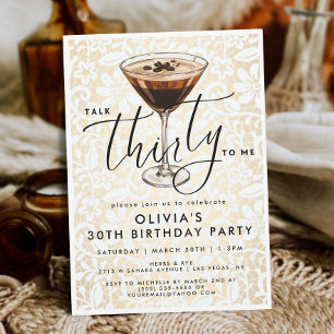 Elegante Invitación de Café “Habla Treinta Conmigo