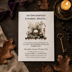 Elegante Invitación de Calavera y Velas de Brujas