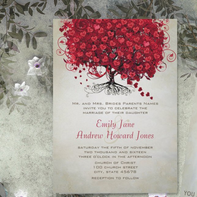 Elegante Invitación de casamiento de árboles de ho (Subido por el creador)