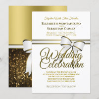 Elegante invitación de casamiento de cinta blanca