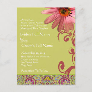 Elegante invitación de casamiento de conos rosados
