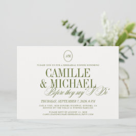 Elegante Invitación de Cena de Ensayo con Monogram