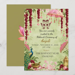 Elegante invitación de ceremonia de Mehendi para b