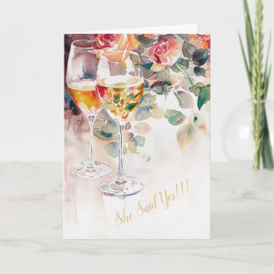 Elegante Invitación de champán y compromiso Rosa