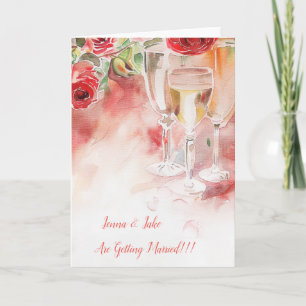 Elegante Invitación de champán y compromiso Rosa