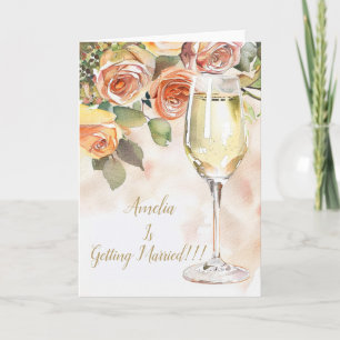 Elegante Invitación de champán y compromiso Rosa