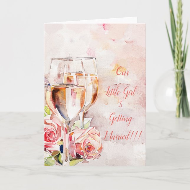 Elegante Invitación de champán y compromiso Rosa (Anverso)