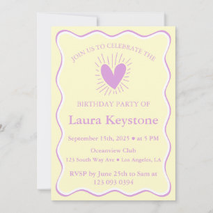 Elegante Invitación de ciruela, crema y cumpleaños