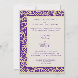 Elegante invitación de ciruela y beige para cualqu