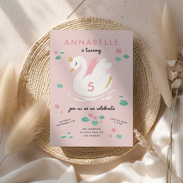 elegante invitación de cisnes de color rosa (Subido por el creador)
