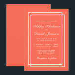 Elegante invitación de color blanco coral Boda mod<br><div class="desc">Moderna y elegante carta de invitación a cuadros de color blanco y Boda geométrico simple</div>