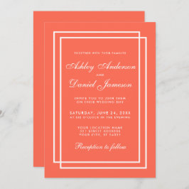 Elegante invitación de color blanco coral Boda mod