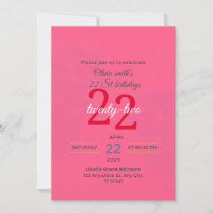 Elegante Invitación de color rosa caliente a los 2