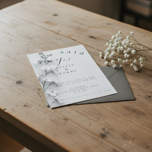 Elegante invitación de compromiso/boda "Ella dijo 