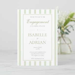 Elegante Invitación de Compromiso con Raya Verde S
