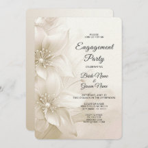 Elegante Invitación de compromiso de flores blanca