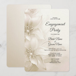 Elegante Invitación de compromiso de flores blanca