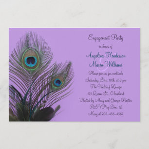 Elegante invitación de compromiso de pavo real (pú