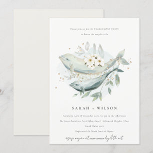 Elegante Invitación De Compromiso De Pescado Flora