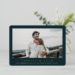 Elegante Invitación de compromiso de Relieve metal