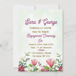 Elegante invitación de compromiso floral