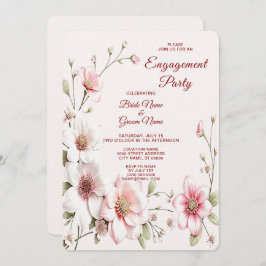 Elegante invitación de compromiso floral blanca ro