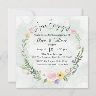 Elegante invitación de compromiso floral de flor s