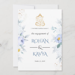 Elegante Invitación de Compromiso India con Flores