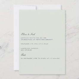 Elegante invitación de compromiso verde negro y sa