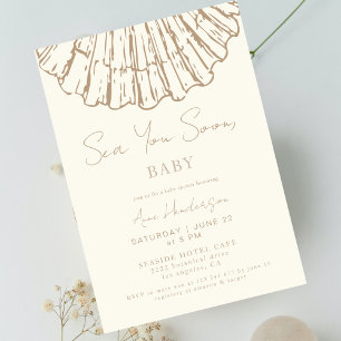 Elegante Invitación de Concha de Almeja para Ducha