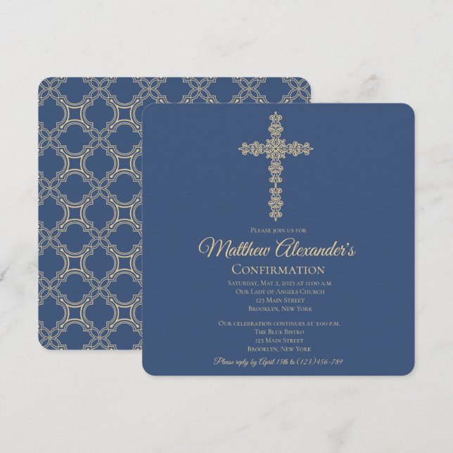 Elegante invitación de confirmación cruzada (Anverso / Reverso)