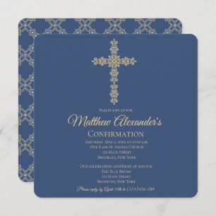 Elegante invitación de confirmación cruzada