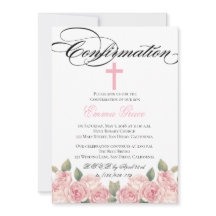 Elegante Invitación de confirmación de cruz floral